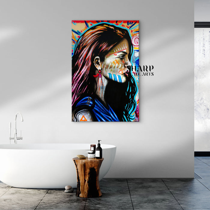 Tribal Woman Portrait Canvas Wall Art
