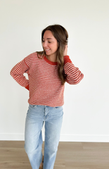 Two Tone Orange & Ivory Stripe Sweater