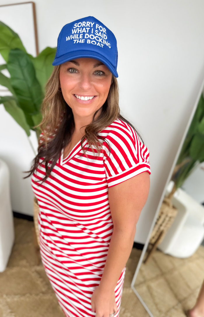 V-Neck Striped Short Sleeve Dress (2 Colors)