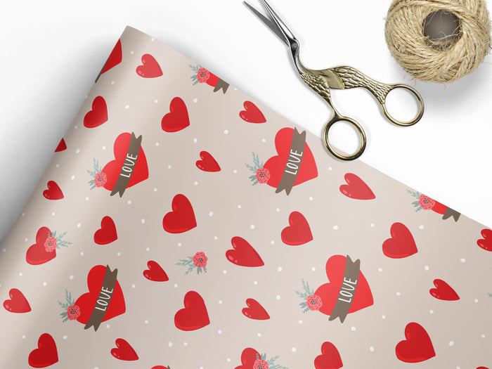 Valentine Love Wrapping Paper Sheets