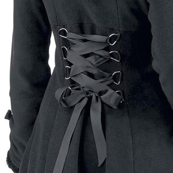 Vintage Black Lace BowKnot Hooded Coat