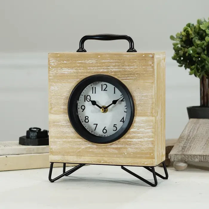 Wood Square Table Clock