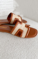Woven Straw-Textured Slip On Sandals (2 Colors)