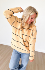 Yellow Knit Navy Thin Striped Sweater